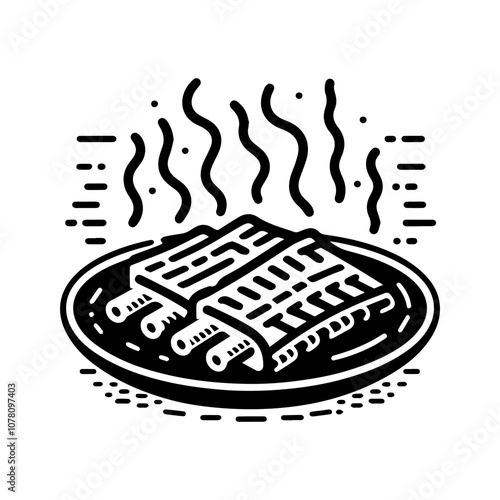 a simple illustration of  bbq ribs platter - vector logo design