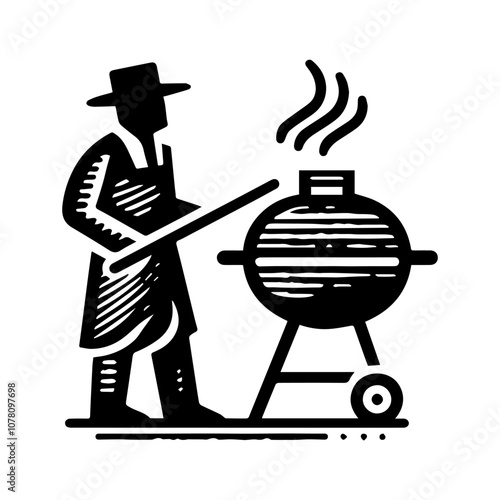 a simple illustration of  bbq pitmaster- vector logo design