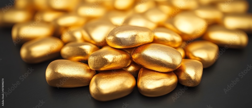 A pile of gold rocks on a black background A pile of gold rocks on a black background