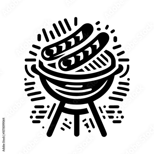 a simple illustration of  sausage grill - vector logo design