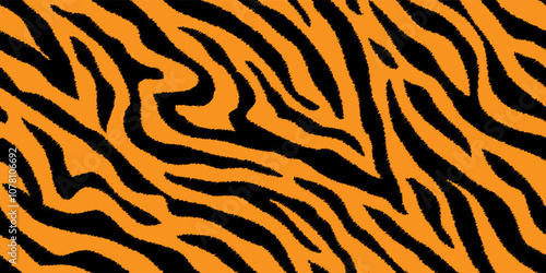 Seamless pattern with tiger stripes. Abstract animal print. Fur vector texture.