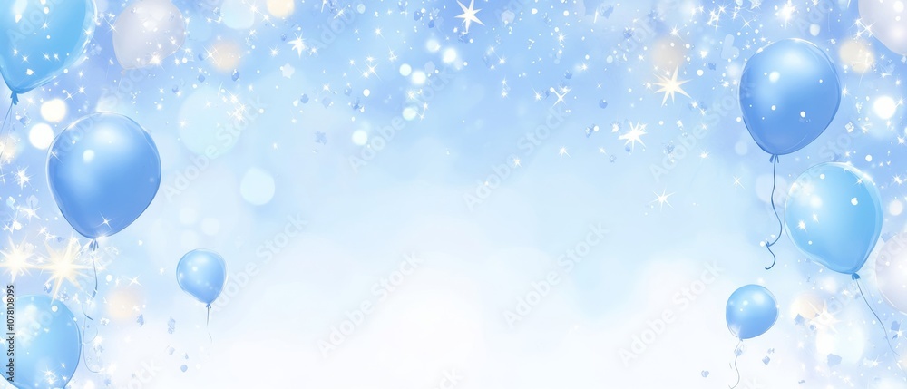 A blue background with a bunch of balloons in the air A blue background with a bunch of balloons in the air