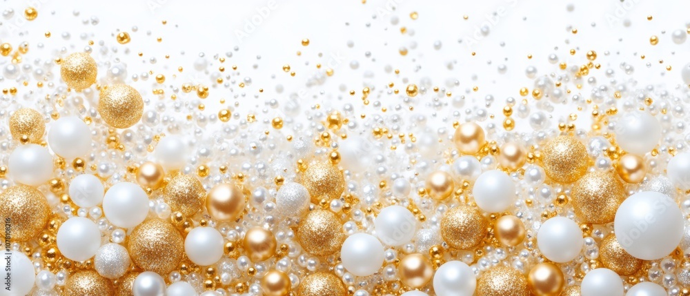 A large collection of gold and white beads A large collection of gold and white beads