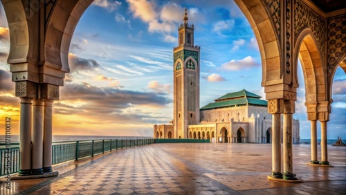 Wallpaper Mural Scenic view of Hassan II mosque from the walk alley in Casablanca, Morocco, Hassan II mosque, Casablanca Torontodigital.ca