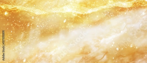 A yellow background with a lot of glitter and stars