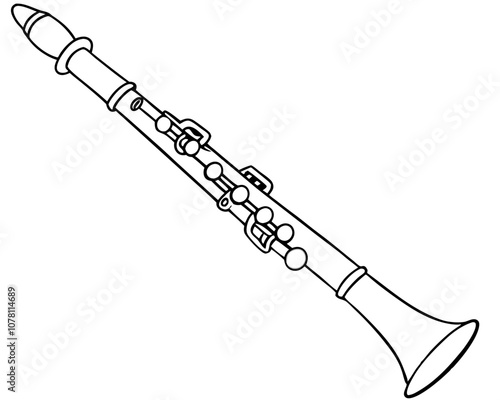 Clarinet Coloring Page on White Background