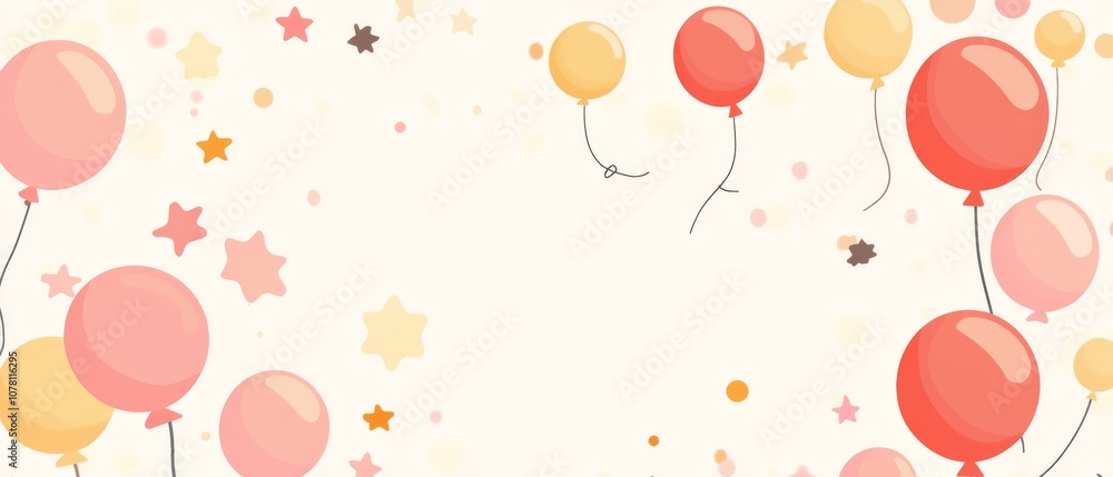 A banner with a bunch of balloons and stars A banner with a bunch of balloons and stars