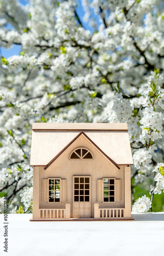 Φωτογραφία The symbol of the house stands against a background of cherry blossoms