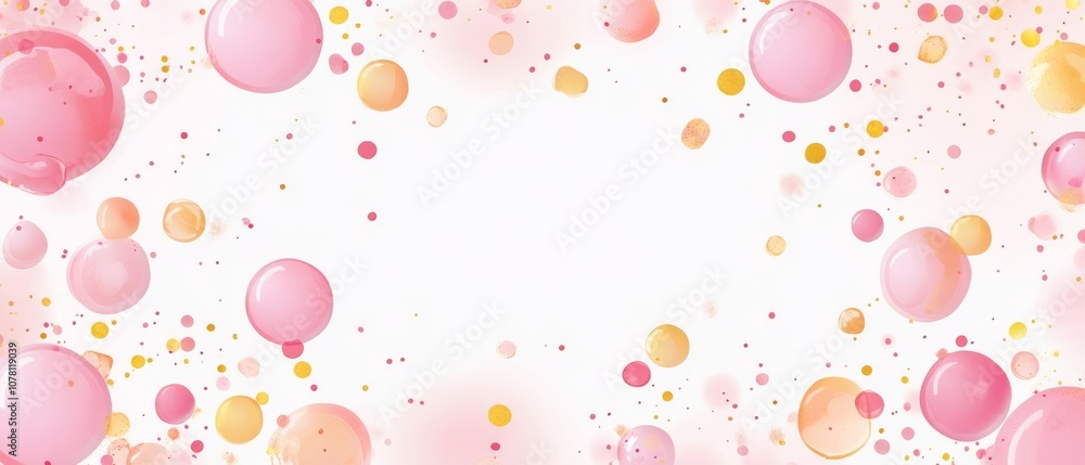 A pink background with many small pink and yellow circles A pink background with many small pink and yellow circles
