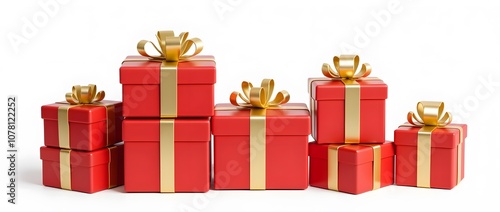 Red Christmas Gifts Isolated on White Background – Festive Holiday Concept