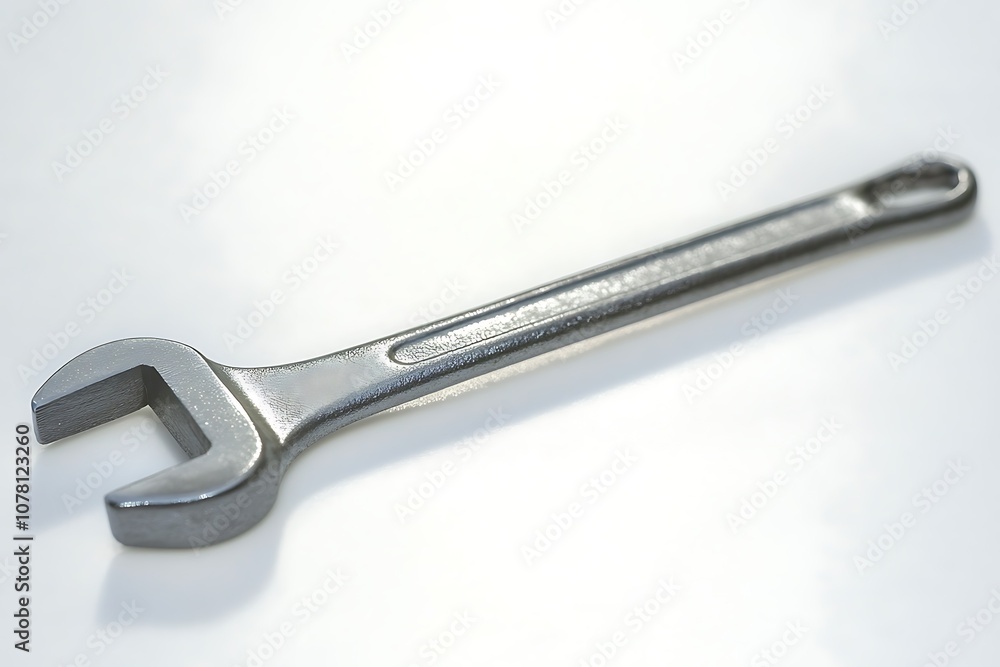 A tiny mini wrench designed for precision work, positioned on a bright white surface, highlighting its small size. A tiny mini wrench designed for precision work, positioned on a bright white surface, highlighting its small size.