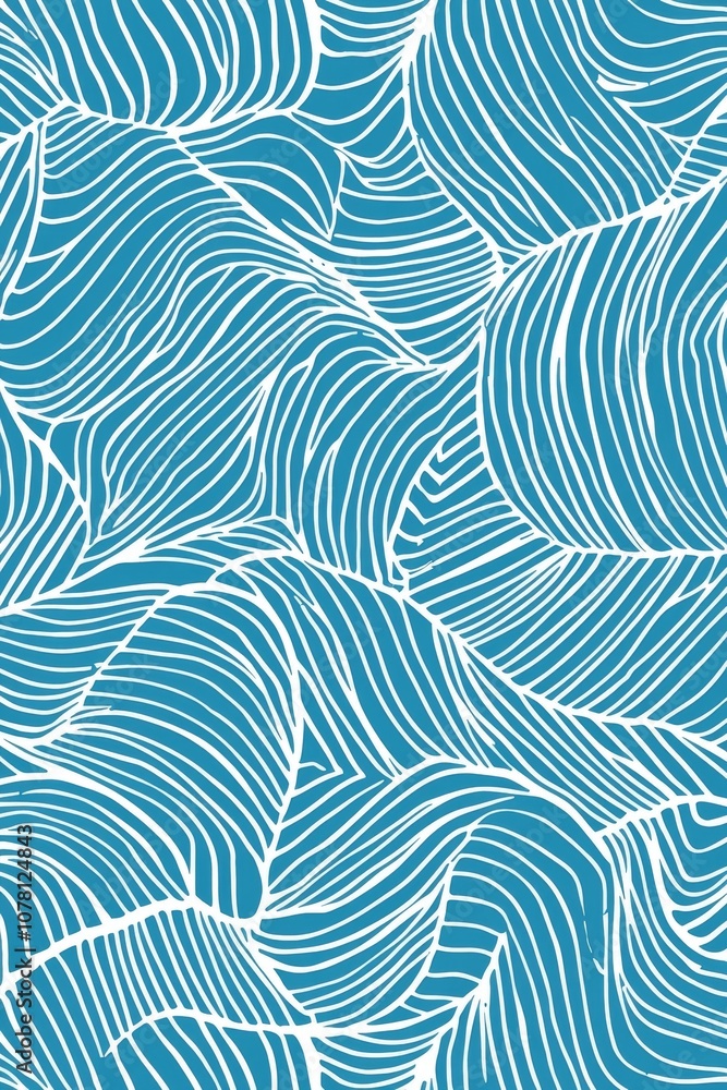 Obraz premium Hand-Painted Textured Wallpaper Pattern in Organic Geometric Style with Random Pantone Colors and White Lines - Reminiscent of Japanese Woodblock Prints