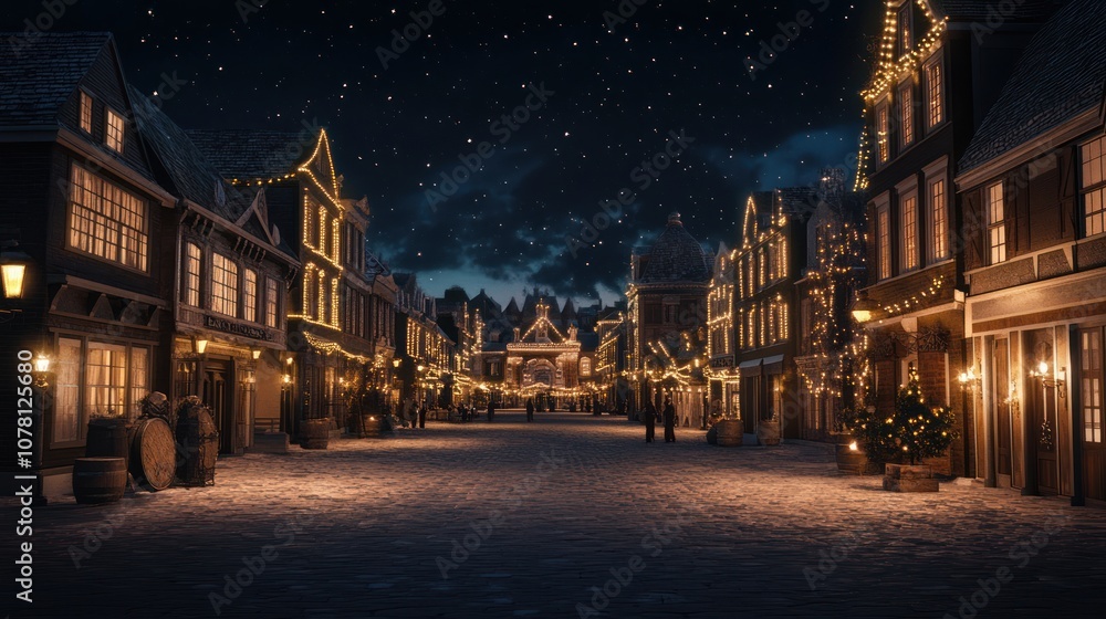 Fototapeta premium Christmas Town Night
