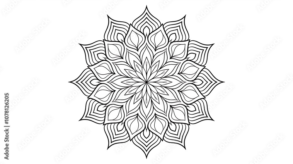 Floral Mandala, Circular Mandala with Floral Motifs Floral Mandala, Circular Mandala with Floral Motifs