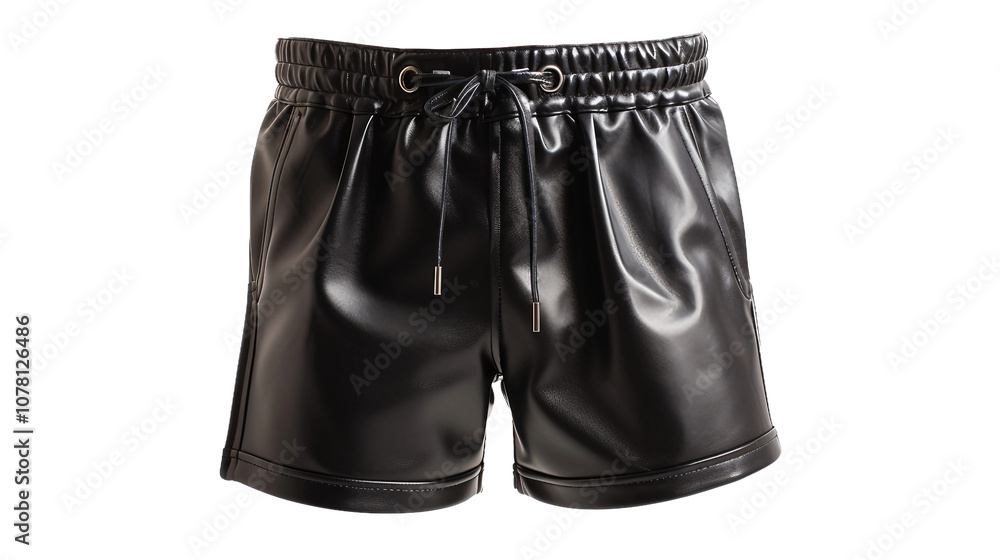 Sleek Leather Shorts for Men on white background Sleek Leather Shorts for Men on white background