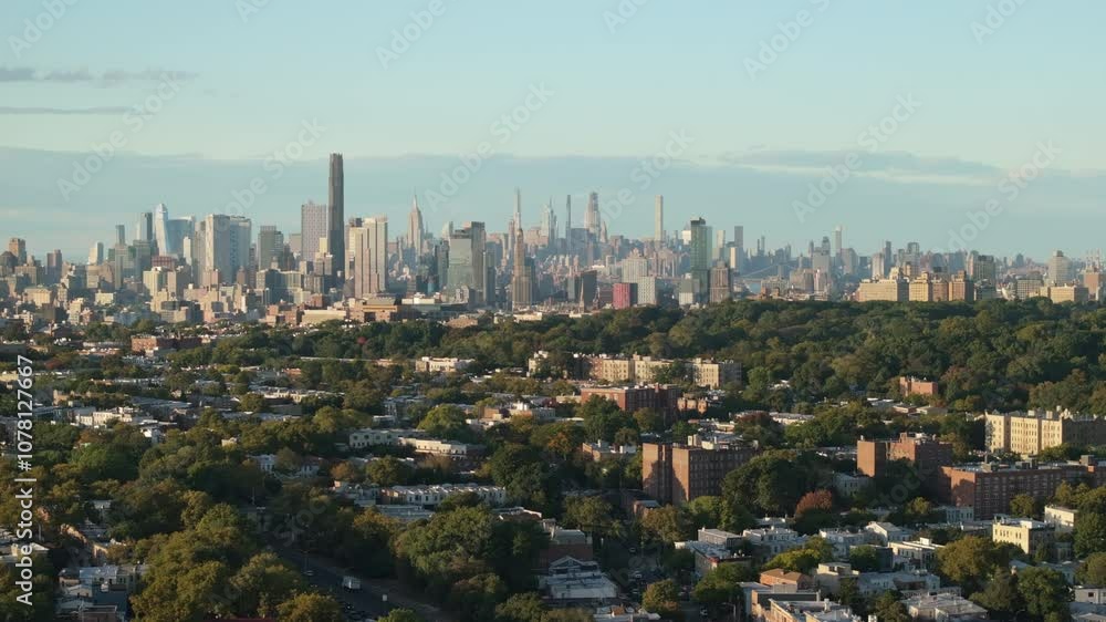 Aerial view of Brooklyn and Manhattan on an autumn day Aerial view of Brooklyn and Manhattan on an autumn day