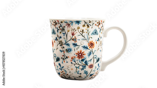 Coffee Cup with Artistic Pattern on white background