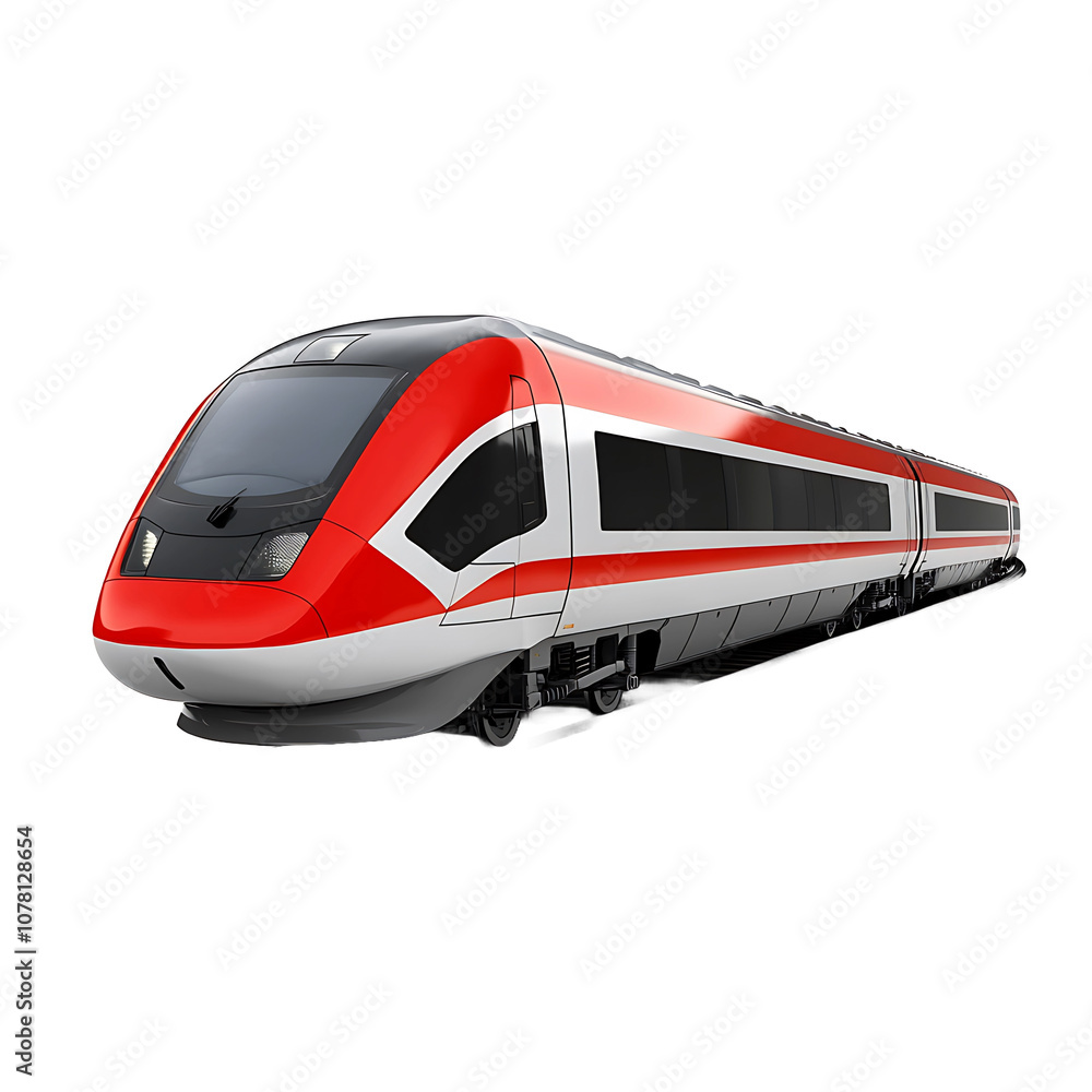 Naklejka premium High-Speed Train Locomotive Isolated on White Background - Fast Transportation Stock Image