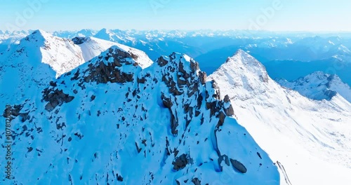 Aerial view of Dagu glacier snow mountain summit at Sichuan China
