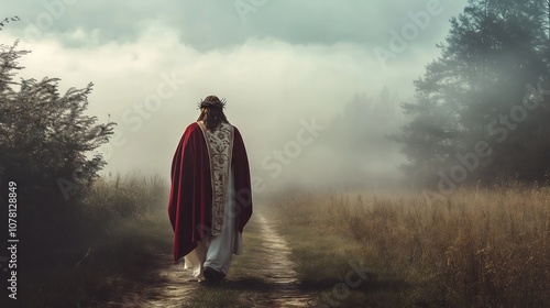 Jesus Christ walks in the field, God Almighty Jesus
