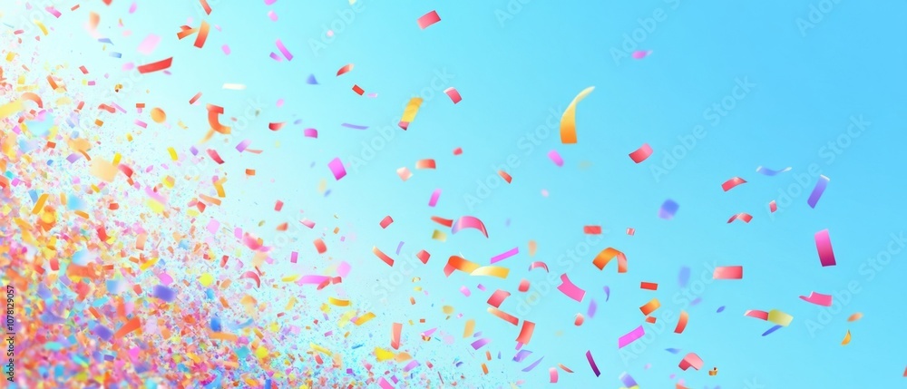 A colorful explosion of confetti is scattered across the sky A colorful explosion of confetti is scattered across the sky