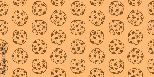 cookie seamless pattern background. chocolate chips pattern background. Cartoon illustration of Cookies. biscuits illustration. 