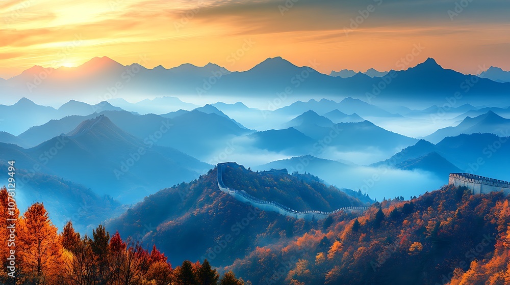 Autumn mountain landscape with a colorful autumn, Beautiful mountain tree landscape background Autumn mountain landscape with a colorful autumn, Beautiful mountain tree landscape background