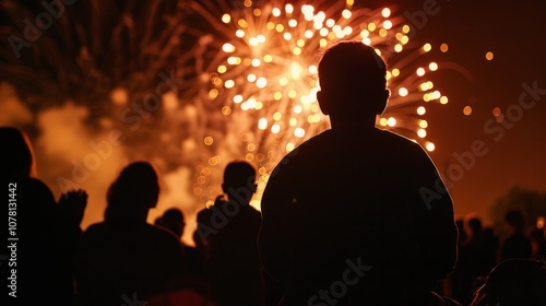 Silhouette of Person Watching Fireworks