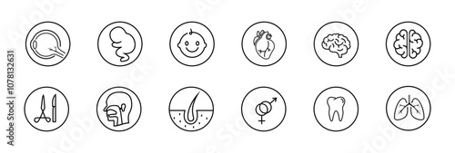 specialist doctor icon set, simple medical outline design, editable vector eps 10.