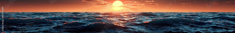 Obraz premium Ocean Sunset With Waves and Clouds