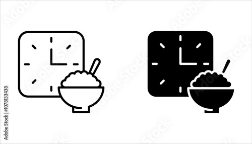 time eat lunch icon set, hour healthy food on white background