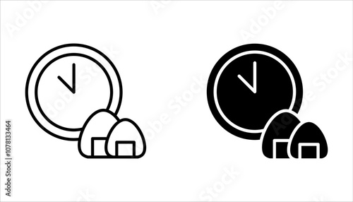 time eat lunch icon set, hour healthy food on white background
