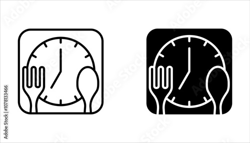 time eat lunch icon set, hour healthy food on white background