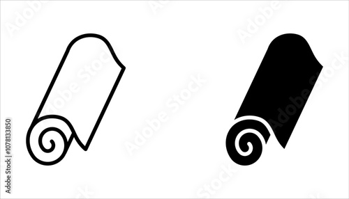 Carpet roll icon set. Fitness yoga mat signs and textile rug symbols on white background