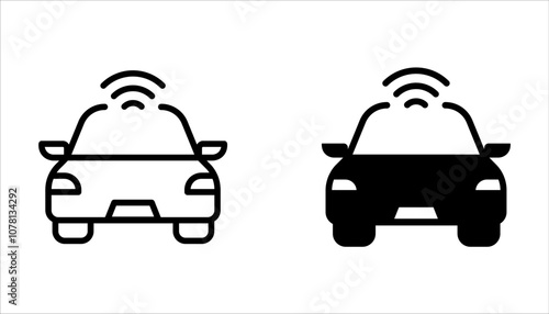 Smart car icon set. Internet of Things. on white background