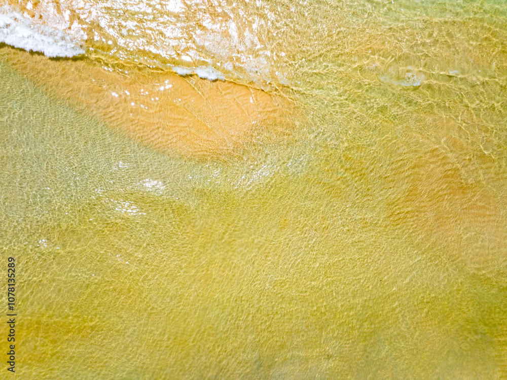 Fototapeta premium Beautiful sea surface in summer season seascape background ,Nature sea beach background,High angle view waves seascape nature view