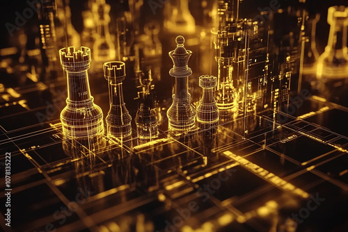 strategist planning with chess pieces for business idea with isolated background generated by AI