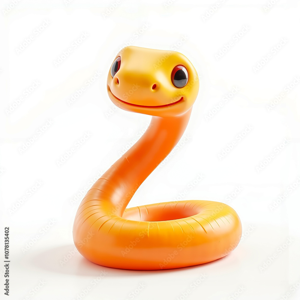 Fototapeta premium An orange inflatable snake toy on a white background