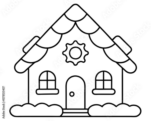 Gingerbread House Coloring Page with White Background