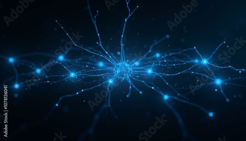 Electric Blue Neural Network Pulses Forming Digital Consciousness Against A Deep Black Background, Representing Artificial Intelligence And Cyber Security