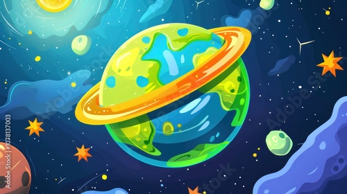 Colorful Planet in Space