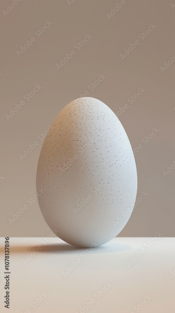 A Single White Egg on a Minimalist Background - Food Photography A Single White Egg on a Minimalist Background - Food Photography