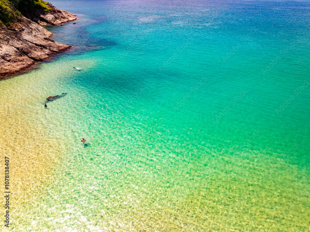 Obraz premium Beautiful sea surface in summer season seascape background ,Nature sea beach background,High angle view waves seascape nature view