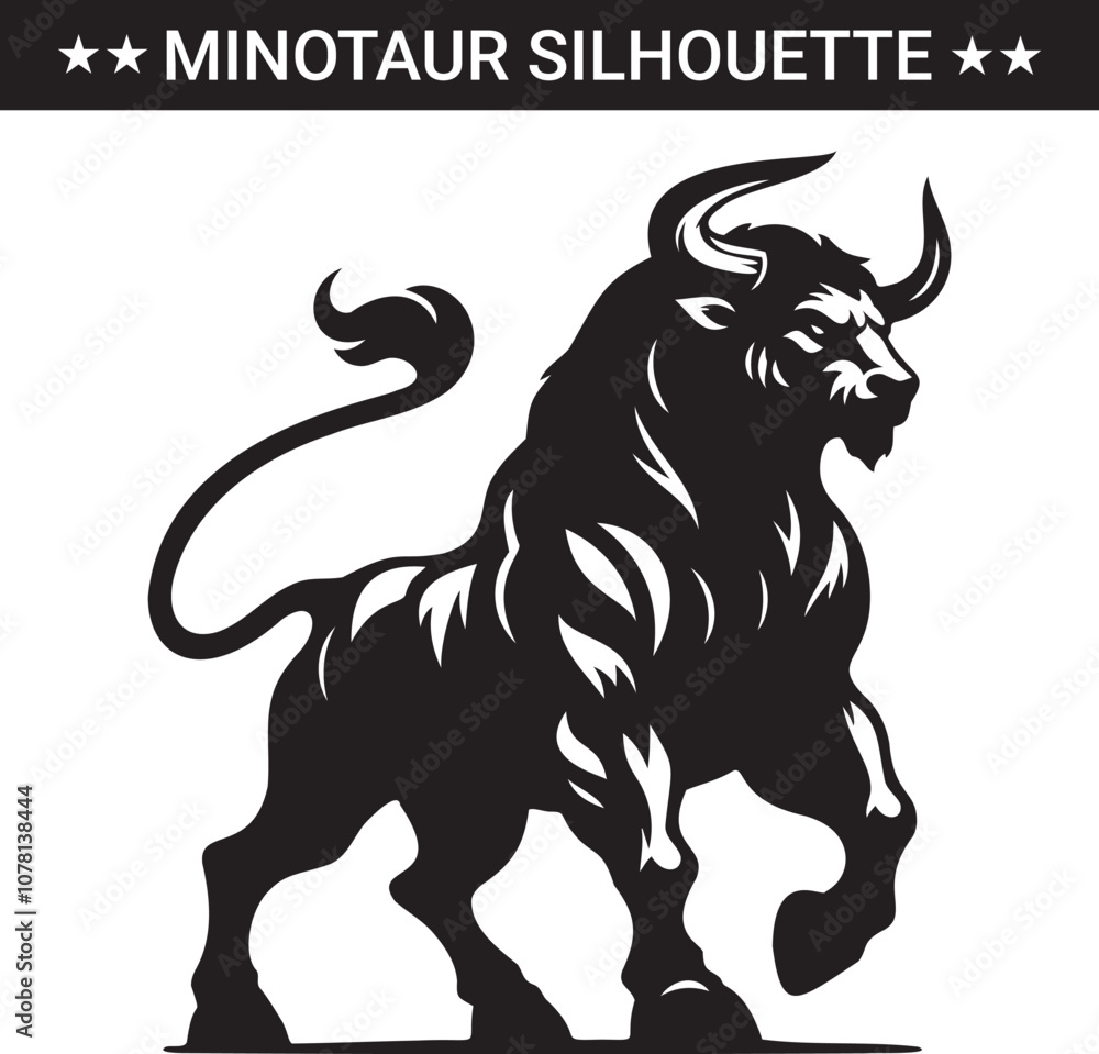 Mythical minotaur silhouette vector illustration Mythical minotaur silhouette vector illustration
