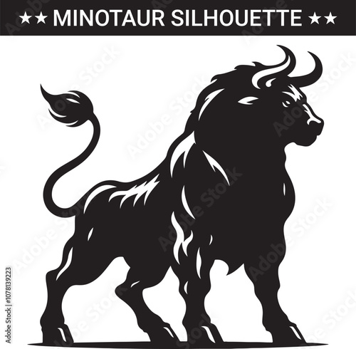 Mythical minotaur silhouette vector illustration