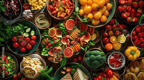 Vibrant Display of Fresh Fruits and Vegetables