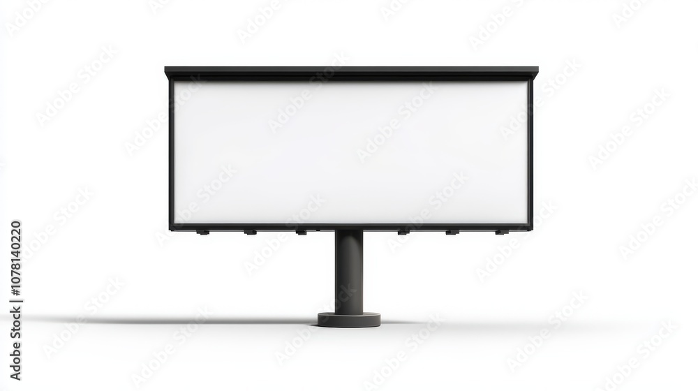Blank Billboard Sign with Black Frame and Pole on White Background Blank Billboard Sign with Black Frame and Pole on White Background