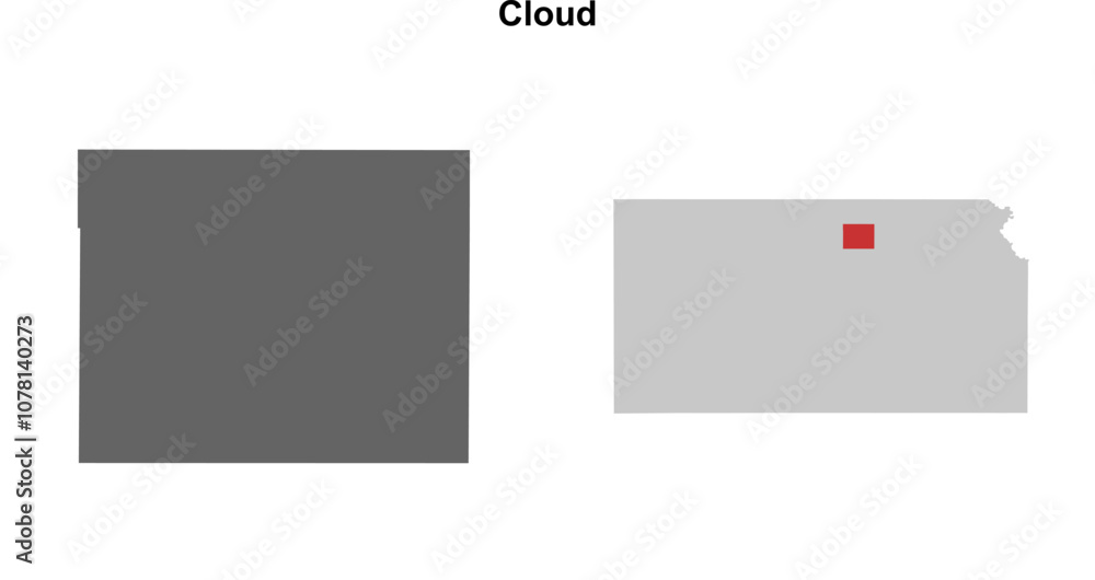 Cloud County (Kansas) blank outline map set Cloud County (Kansas) blank outline map set