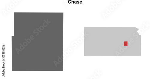 Chase County (Kansas) blank outline map set