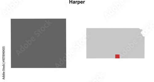 Harper County (Kansas) blank outline map set